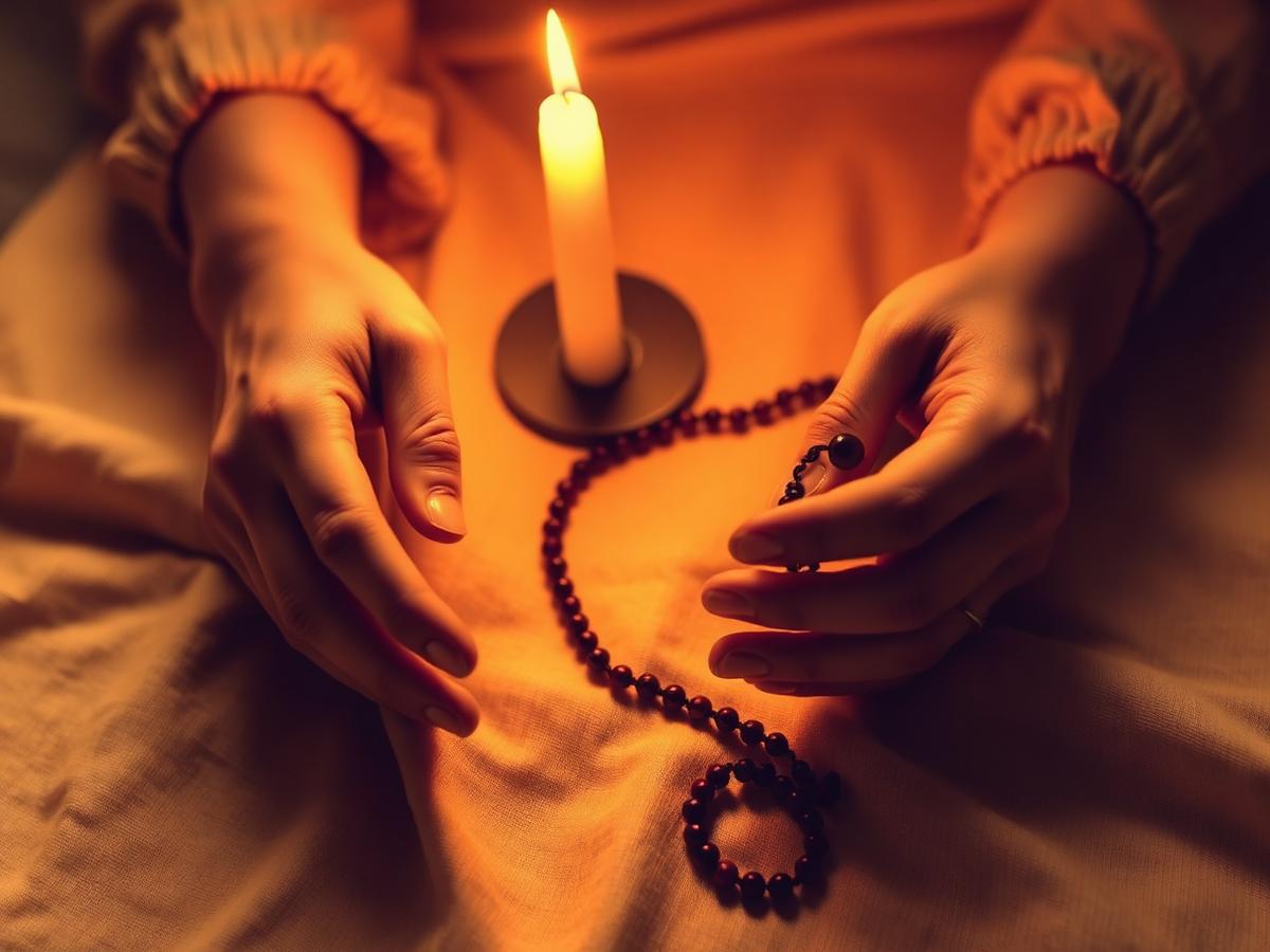 Hands in prayer with rosary